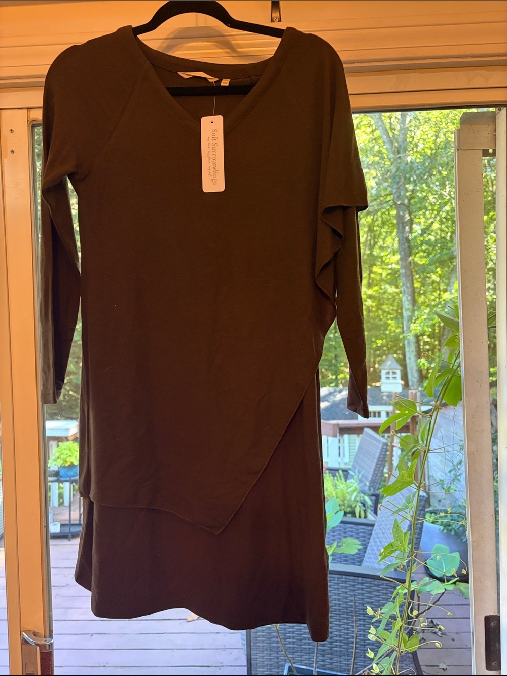 Soft Surroundings Dark Brown Asymmetric Tunic Top